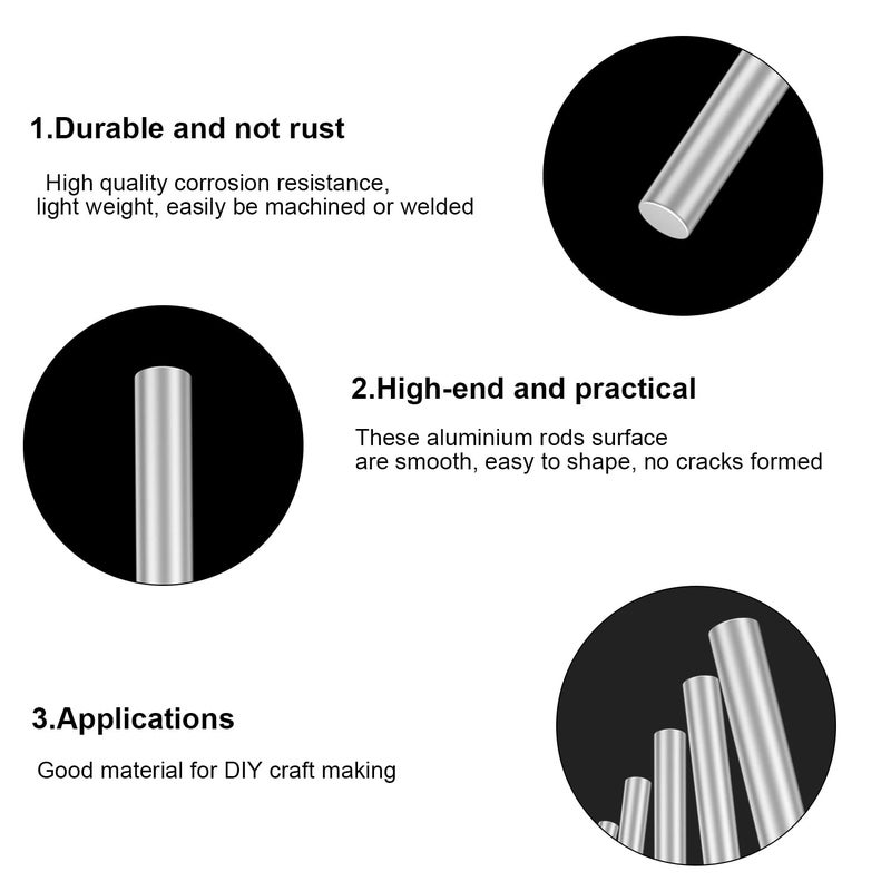 DYWISHKEY 20 Pieces 1.0mm x 100mm Aluminum Rods, Metal Solid Shaft Rods, Lathe Bar Stock for DIY Craft Making - Image 4